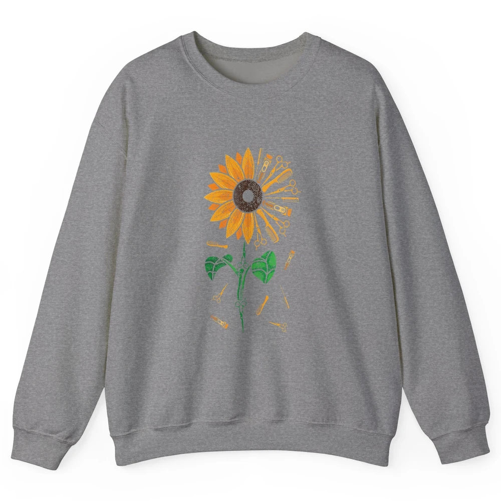 Barber Tool Sunflower Style Hairstylist Hairdresser Vintage Unisex Crewneck Sweatshirt