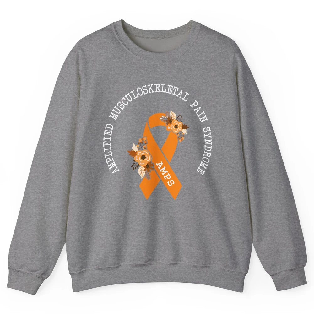 Amplified Musculoskeletal Pain Syndrome AMPS Orange Ribbon Unisex Crewneck Sweatshirt