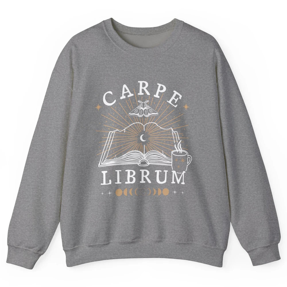 Carpe Librum Dark Academia Aesthetic Moth Book Witchy Gothic Unisex Crewneck Sweatshirt