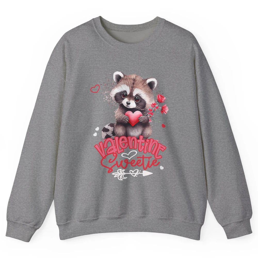 Adorable Baby Raccoon Cute Happy Valentine Sweetie Opossum Unisex Crewneck Sweatshirt