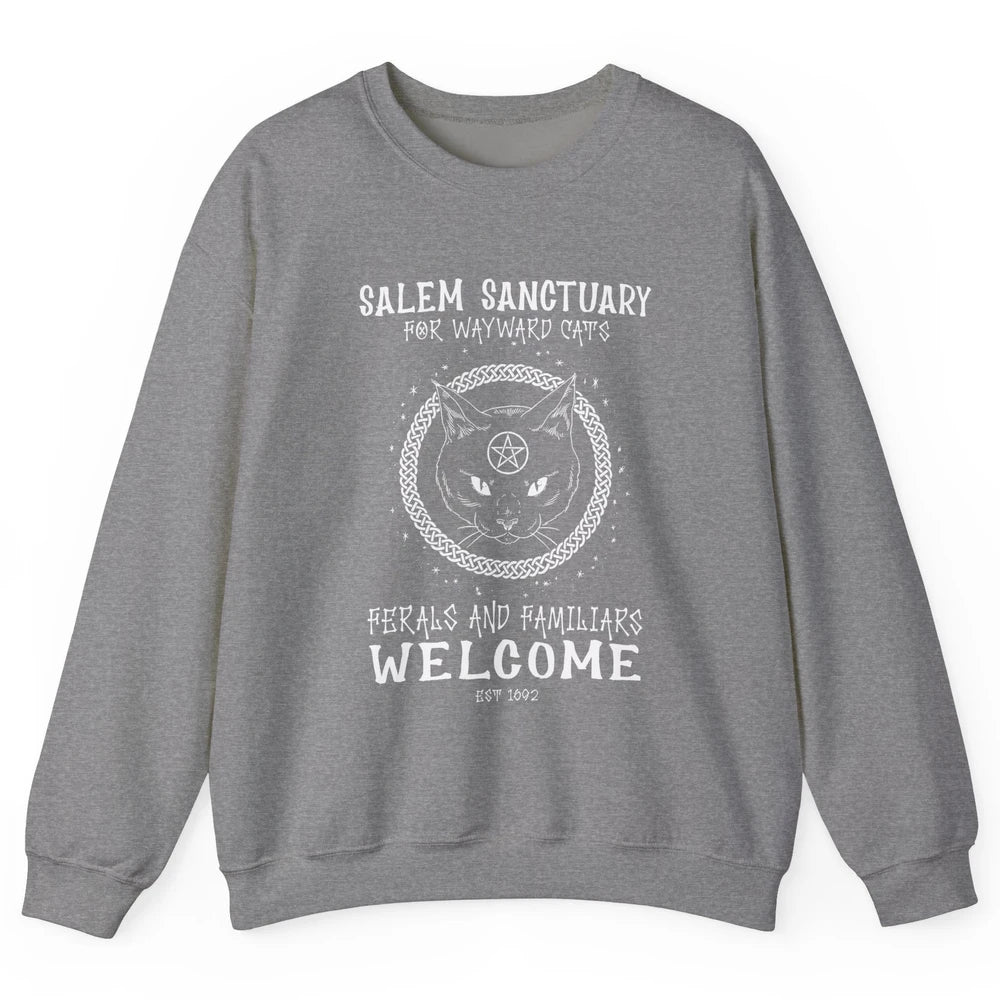 Witch Cat Salem Sanctuary Witch City Halloween Night Costume Unisex Crewneck Sweatshirt