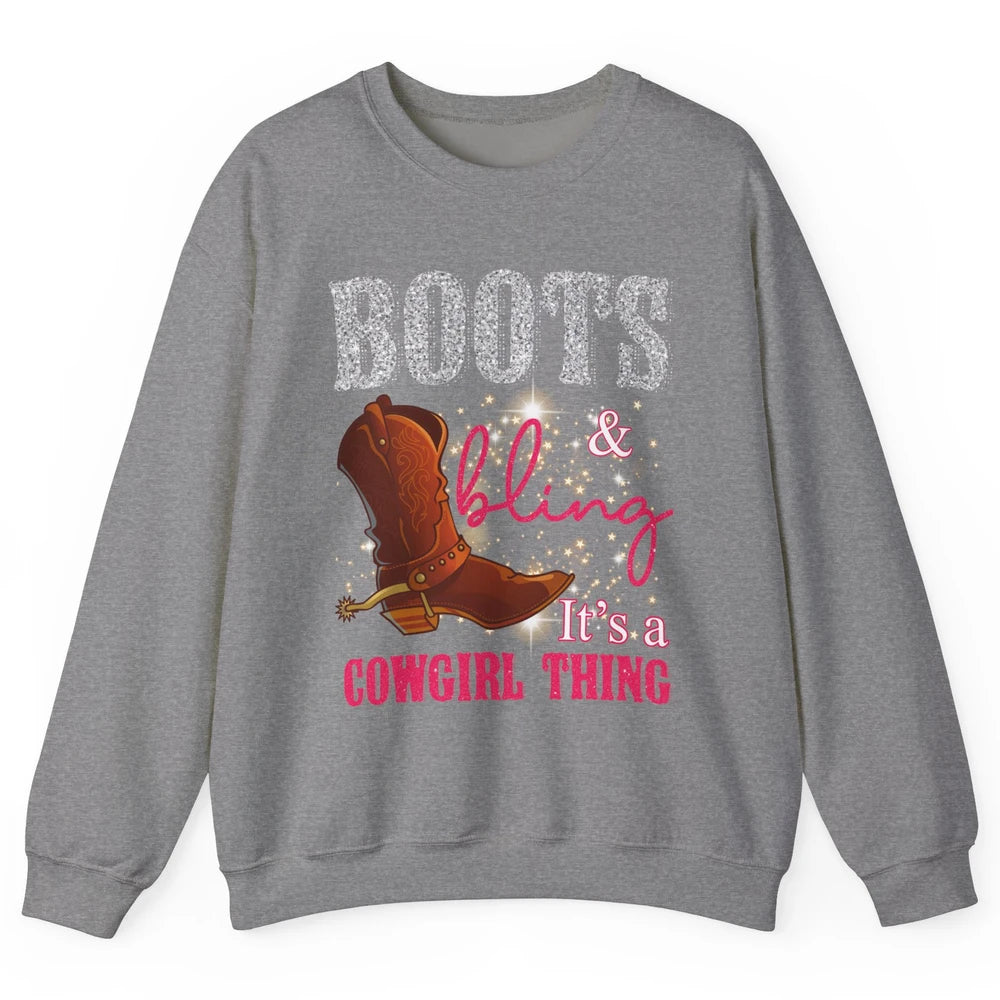 Western Country Cowgirl Thing Boots Bling Women Rodeo Cowboy Unisex Crewneck Sweatshirt