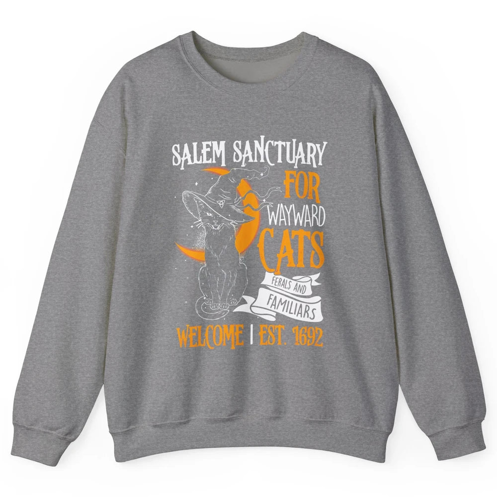 Witch Cat Salem Sanctuary Witch City Halloween Gothic Cat Unisex Crewneck Sweatshirt