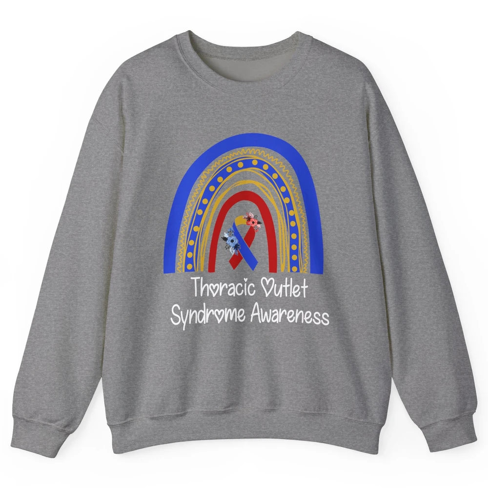 Thoracic Outlet Syndrome Awareness Floral Blue Red Rainbow Unisex Crewneck Sweatshirt