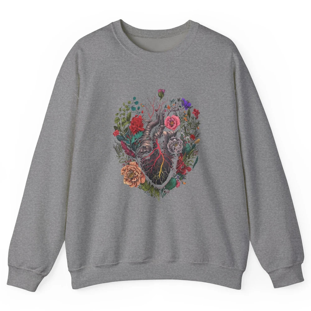 Anatomical Heart Show Your Love Anatomy Cardiologist Floral Unisex Crewneck Sweatshirt