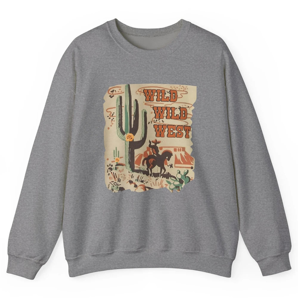 Wild West Cowboy Cactus Rodeo Western Retro Horse Vintage Unisex Crewneck Sweatshirt