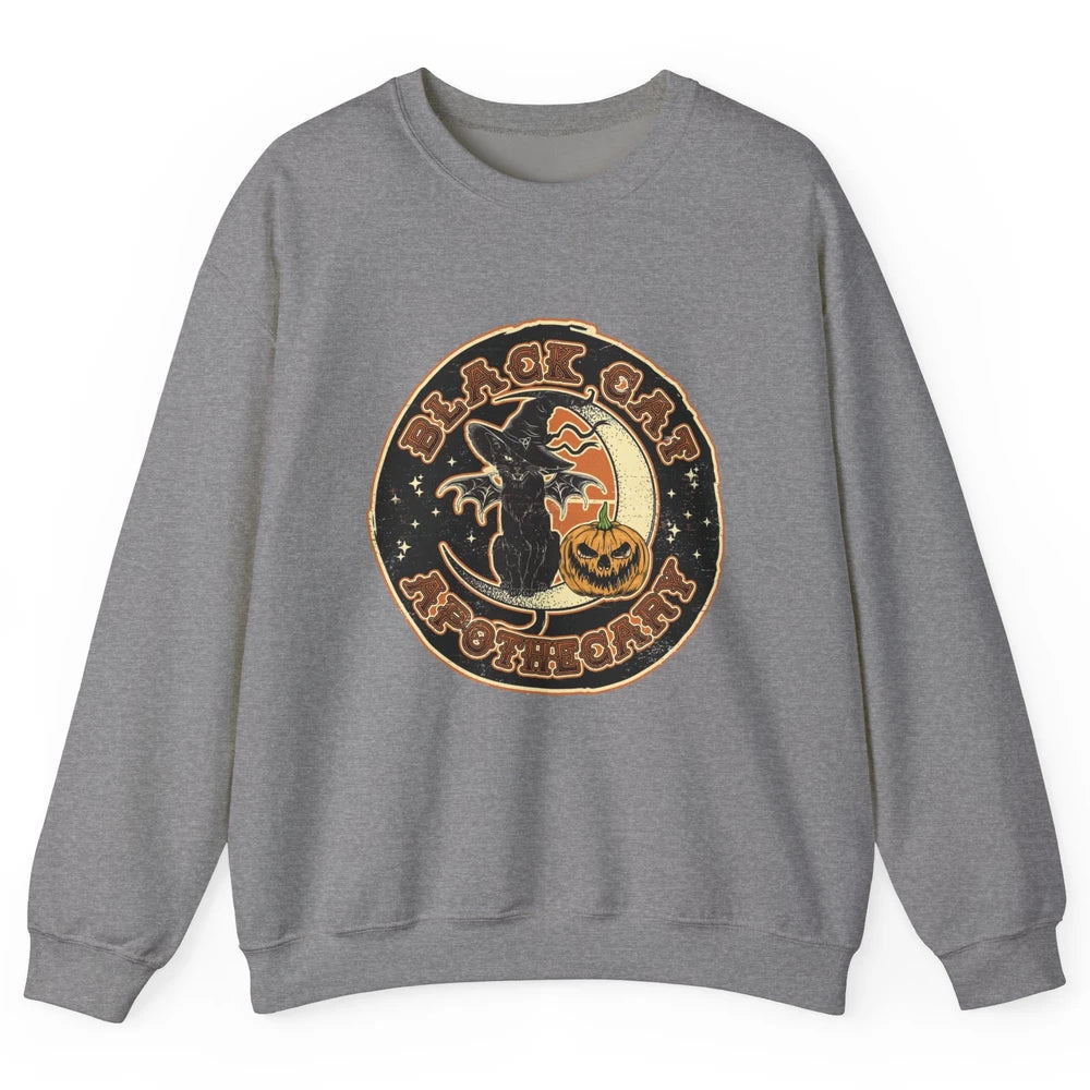 Black Cat Apothecary Cat Witch Pumpkin Halloween Costume Unisex Crewneck Sweatshirt