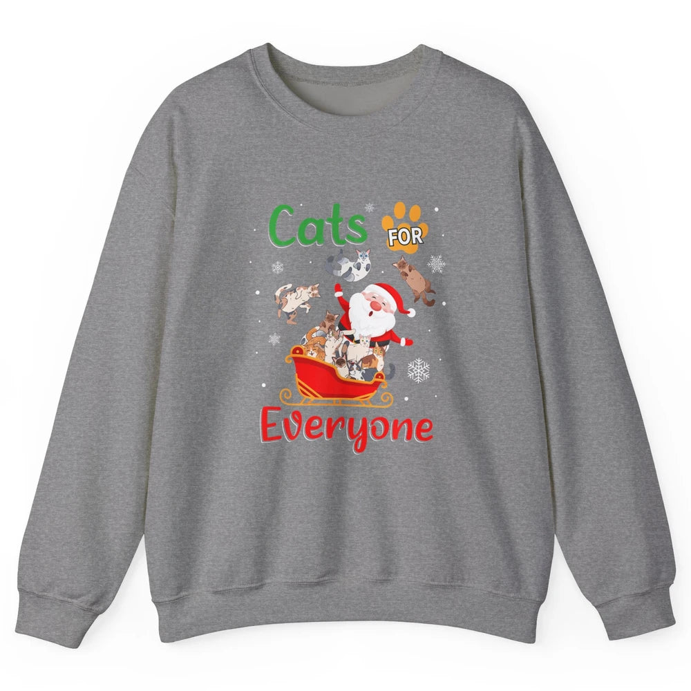 Merry Christmas Cats For Everybody Reindeer Xmas Santa Claus Unisex Crewneck Sweatshirt