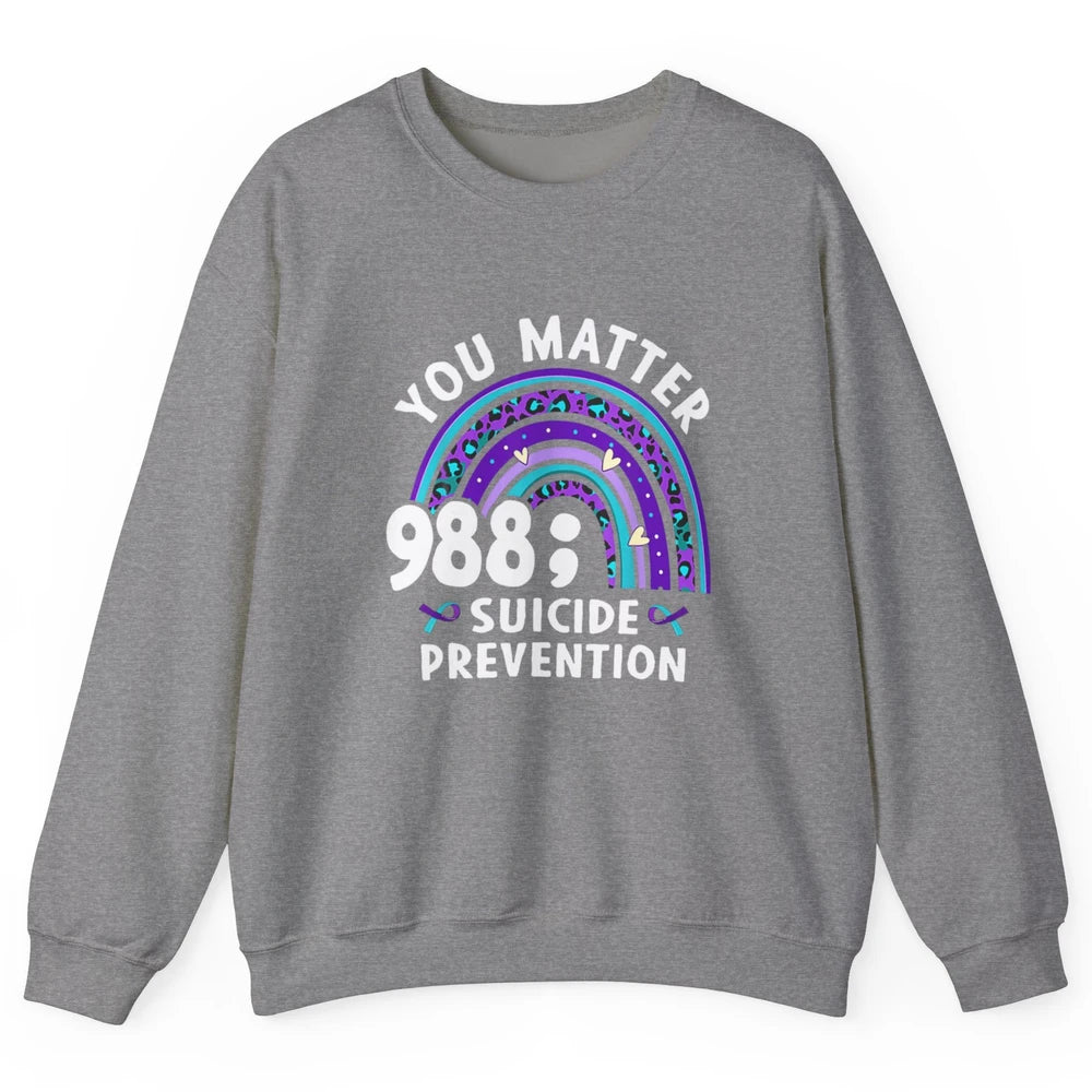 Suicide Prevention Month Hotline Semicolon Rainbow Warrior Unisex Crewneck Sweatshirt