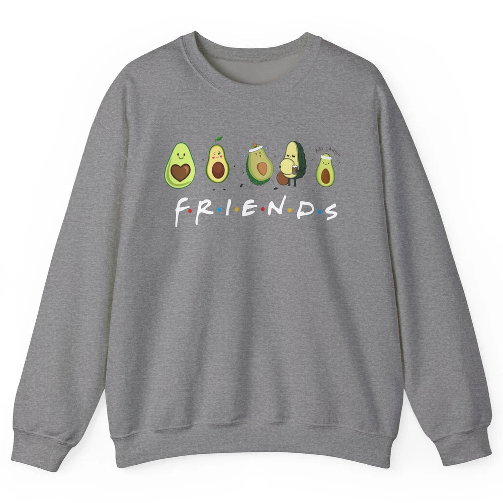 Avocado Friends Funny Avocado Running Drinking Avocado Lover Unisex Crewneck Sweatshirt