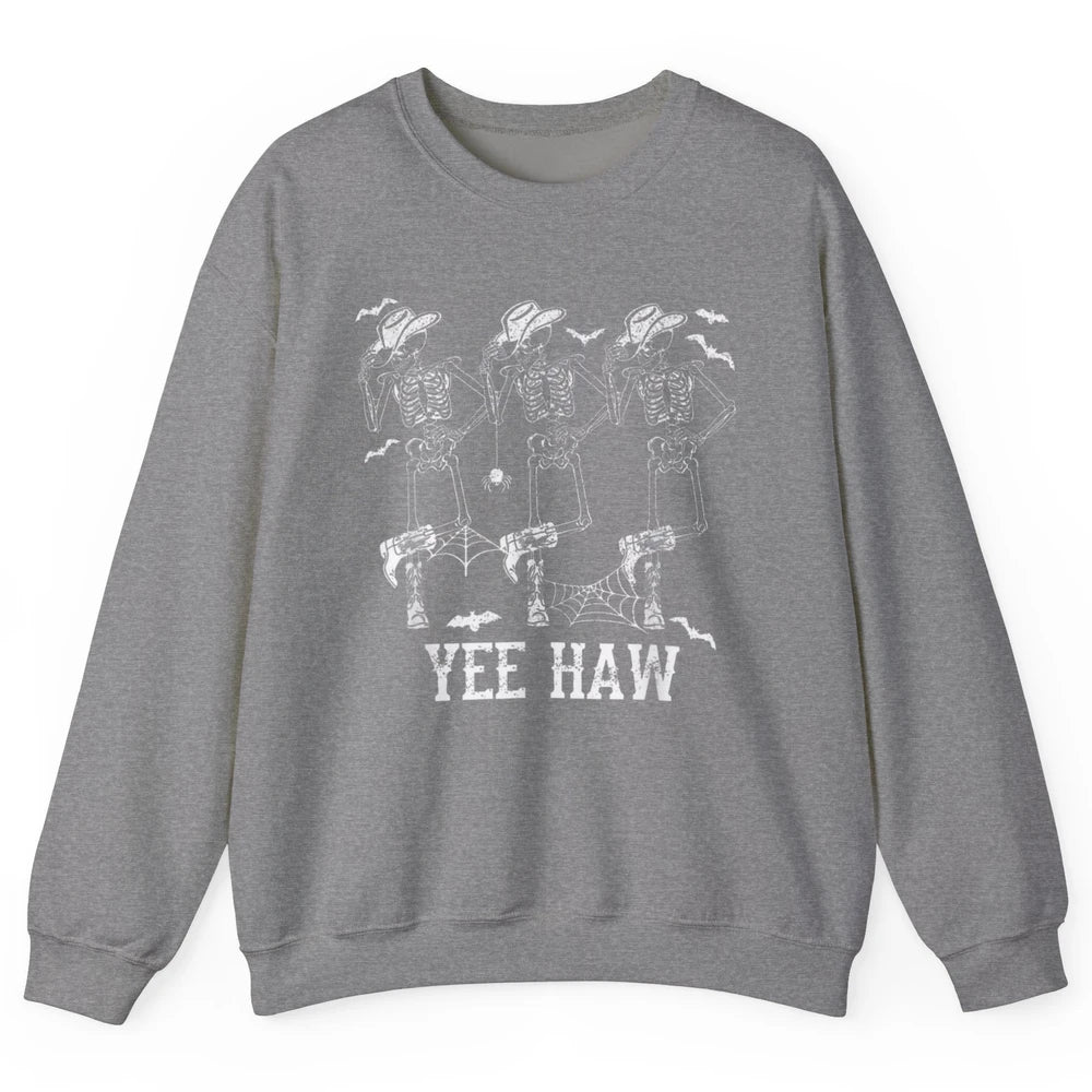 Yee Haw Skeleton Dancing Cowboy Boots Howdy Western Rodeo Unisex Crewneck Sweatshirt