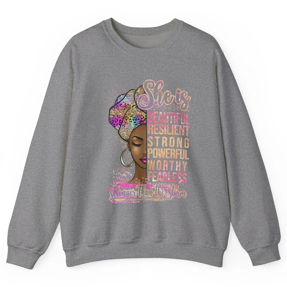 Afro Woman Strong Than Storm Melanin African American Woman Unisex Crewneck Sweatshirt