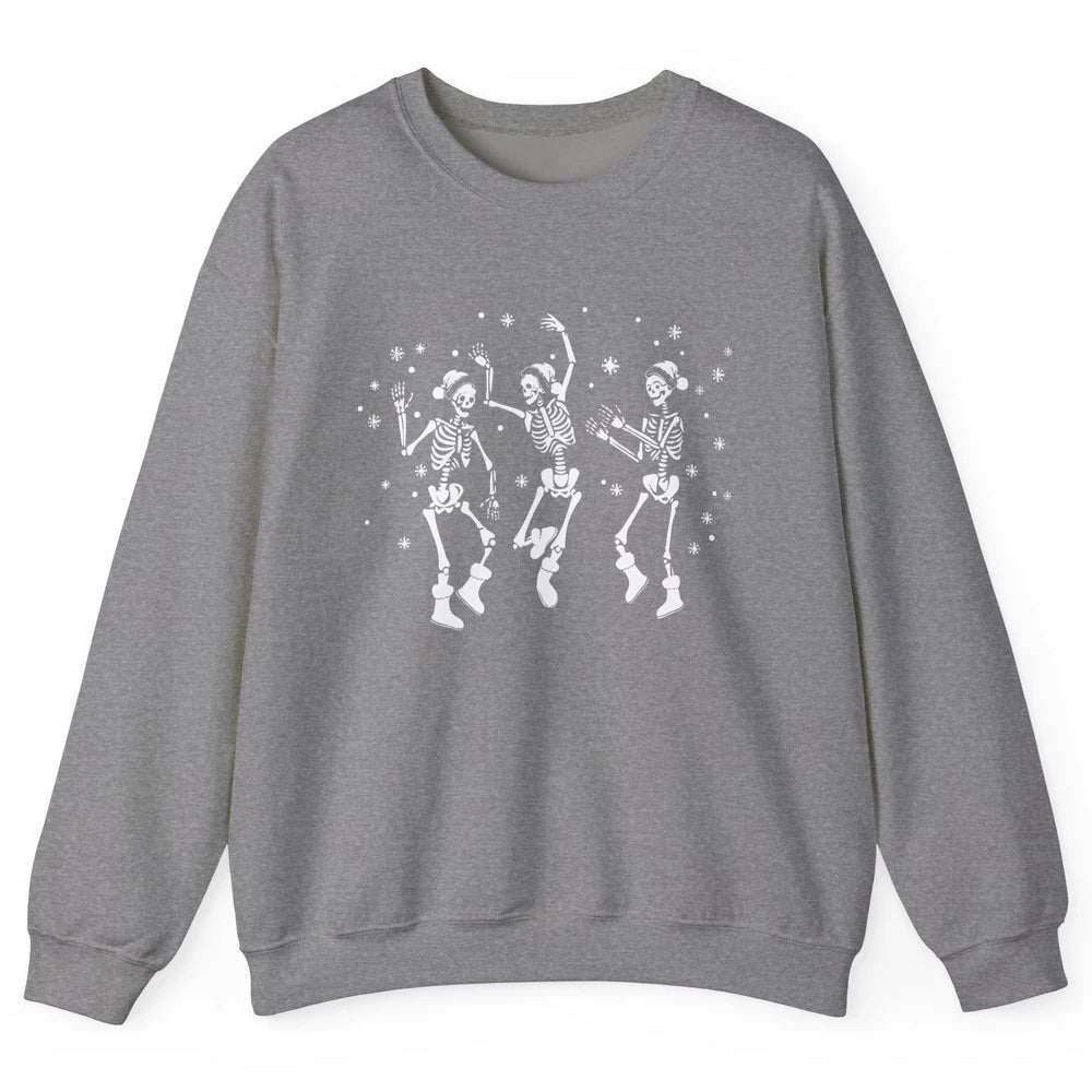 Funny Skeleton Christmas Dancing Snowflakes Santa Skeleton Unisex Crewneck Sweatshirt