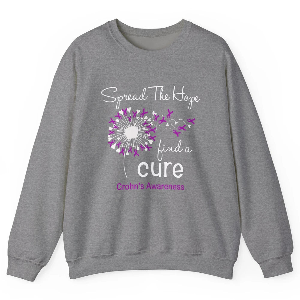 Spread Hope Purple Flower Warrior Crohns Disease Awareness Unisex Crewneck Sweatshirt