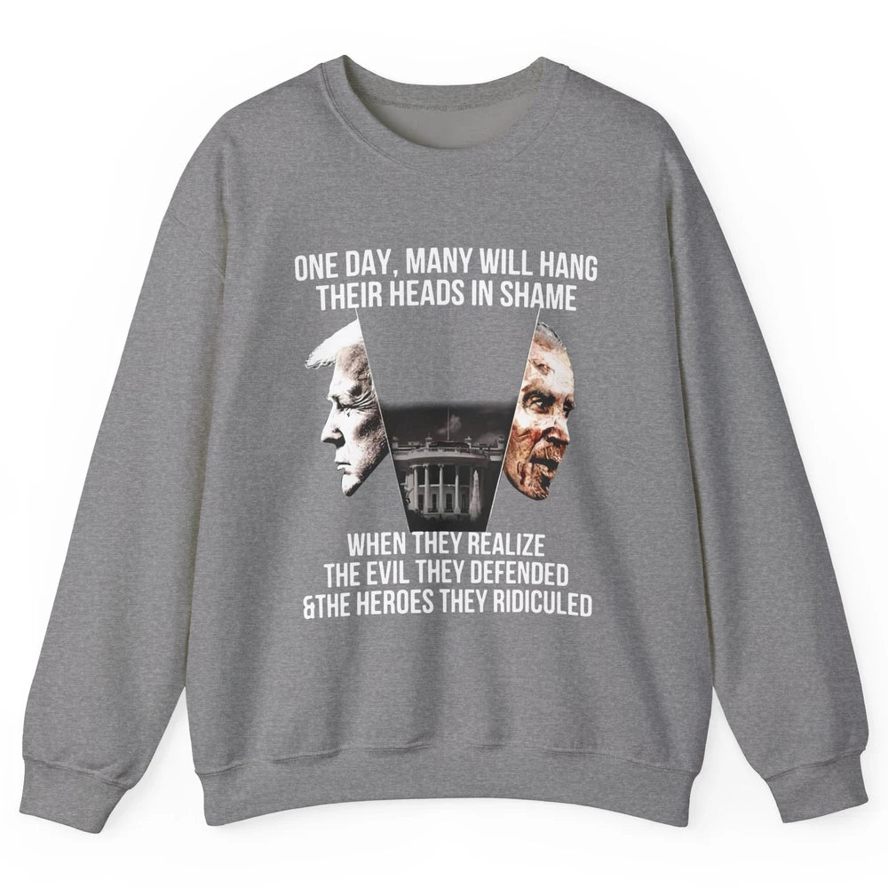 Trump Biden One Day Many Hang Their Head In Shame US Politic Unisex Crewneck Sweatshirt