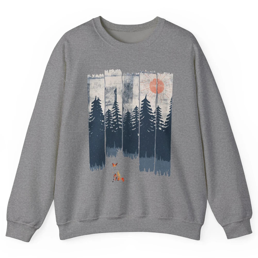 A Fox In The Wild Nature Sunset Wildlife In The Wilderness Unisex Crewneck Sweatshirt