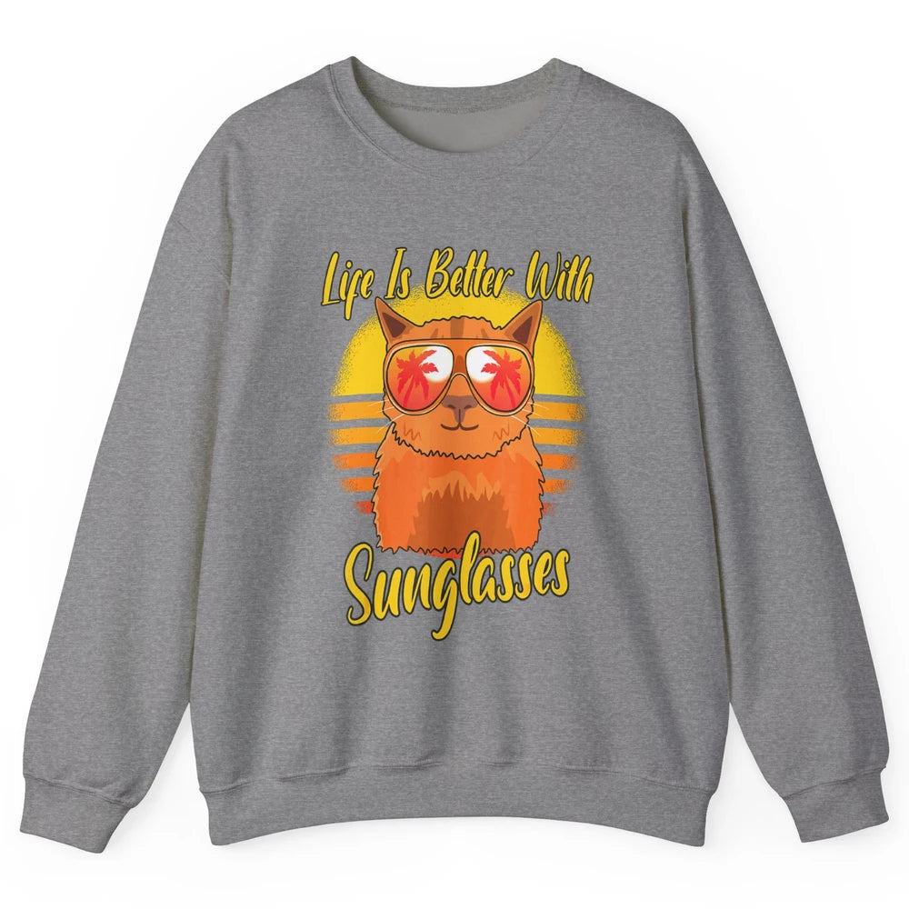 Better Sunglasses Orange Cat Summer Holiday Beach Vacation Unisex Crewneck Sweatshirt