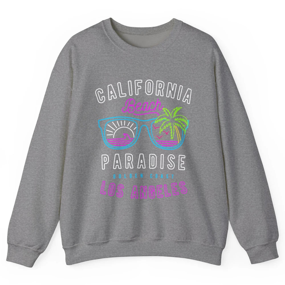 California Beach Paradise Los Angeles Golden Coast Neon 80s Unisex Crewneck Sweatshirt