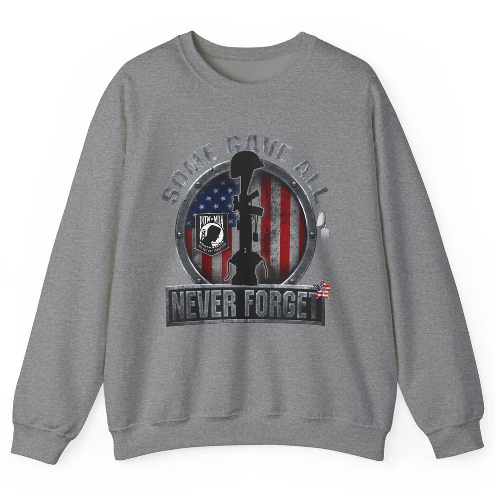 Retro US Veteran Some Gave All Never Forget Memorial Day Unisex Crewneck Sweatshirt