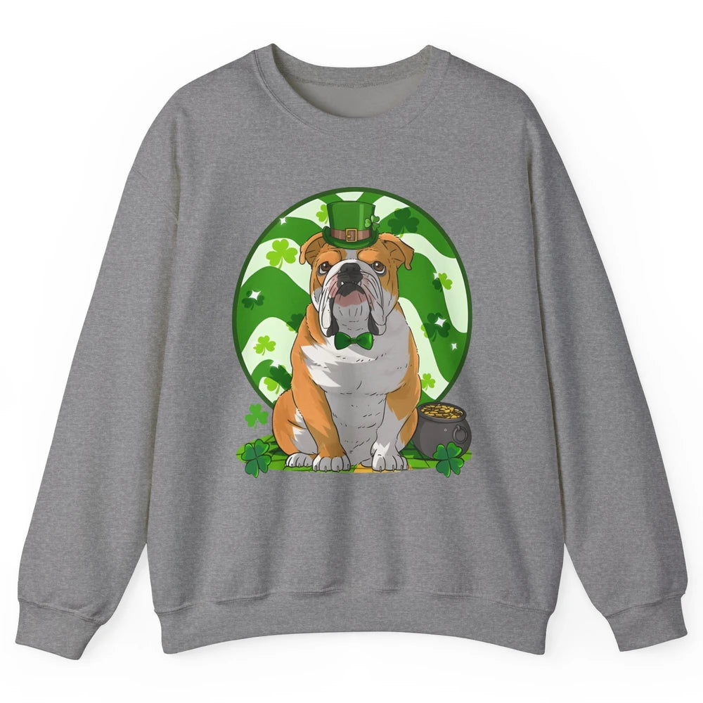 St Patrick's Day English Bulldog Lucky Charm Shamrock Irish Unisex Crewneck Sweatshirt