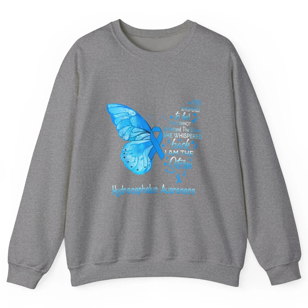 The Storm Butterfly Blue Warrior Hydrocephalus Cancer Month Unisex Crewneck Sweatshirt