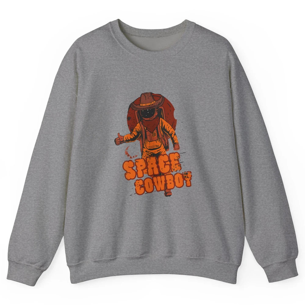 Retro Space Cowboy Cowgirl Rodeo Horse Astronaut Western Unisex Crewneck Sweatshirt