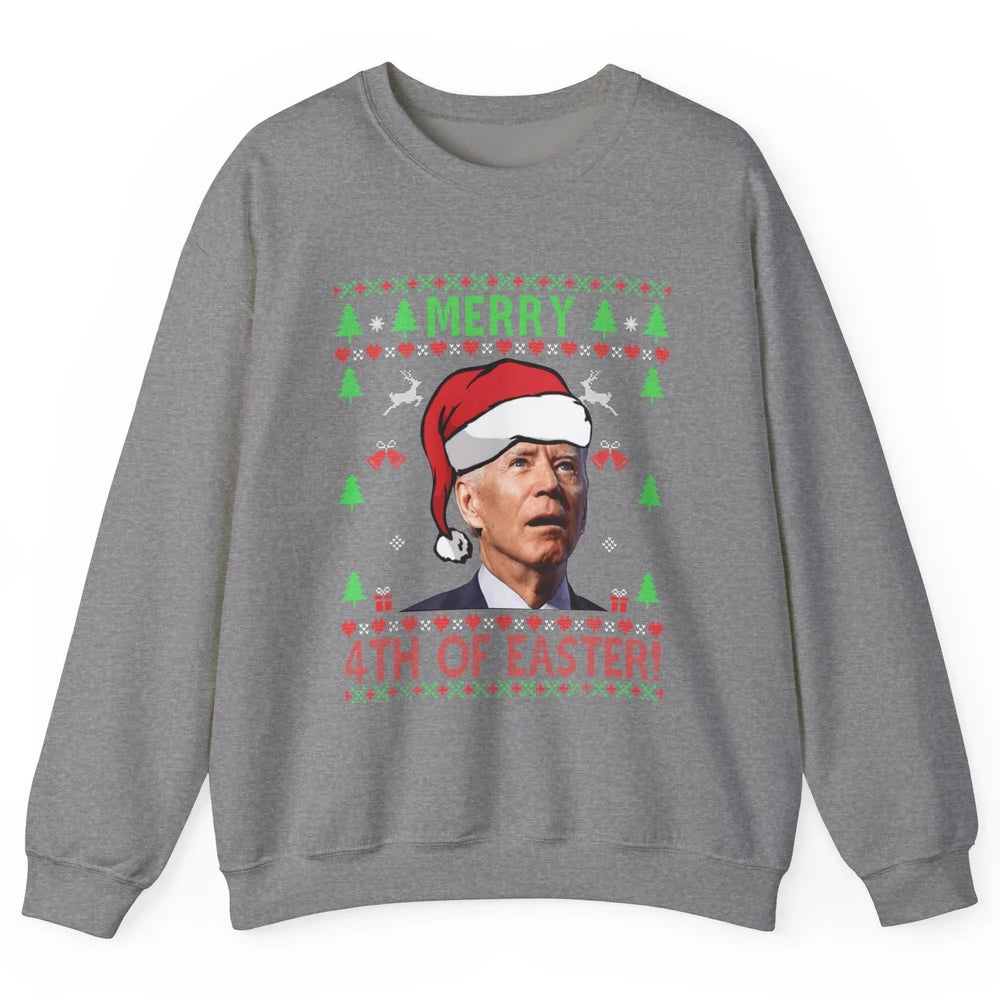 Funny Joe Biden Merry 4th Of Easter Christmas Anti Liberals Unisex Crewneck Sweatshirt