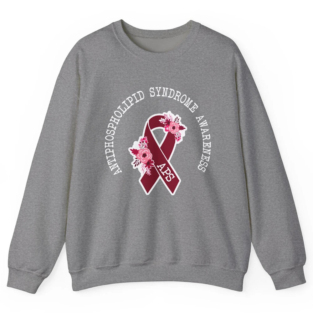 Antiphospholipid Syndrome Awareness APS Burgundy Ribbon Unisex Crewneck Sweatshirt