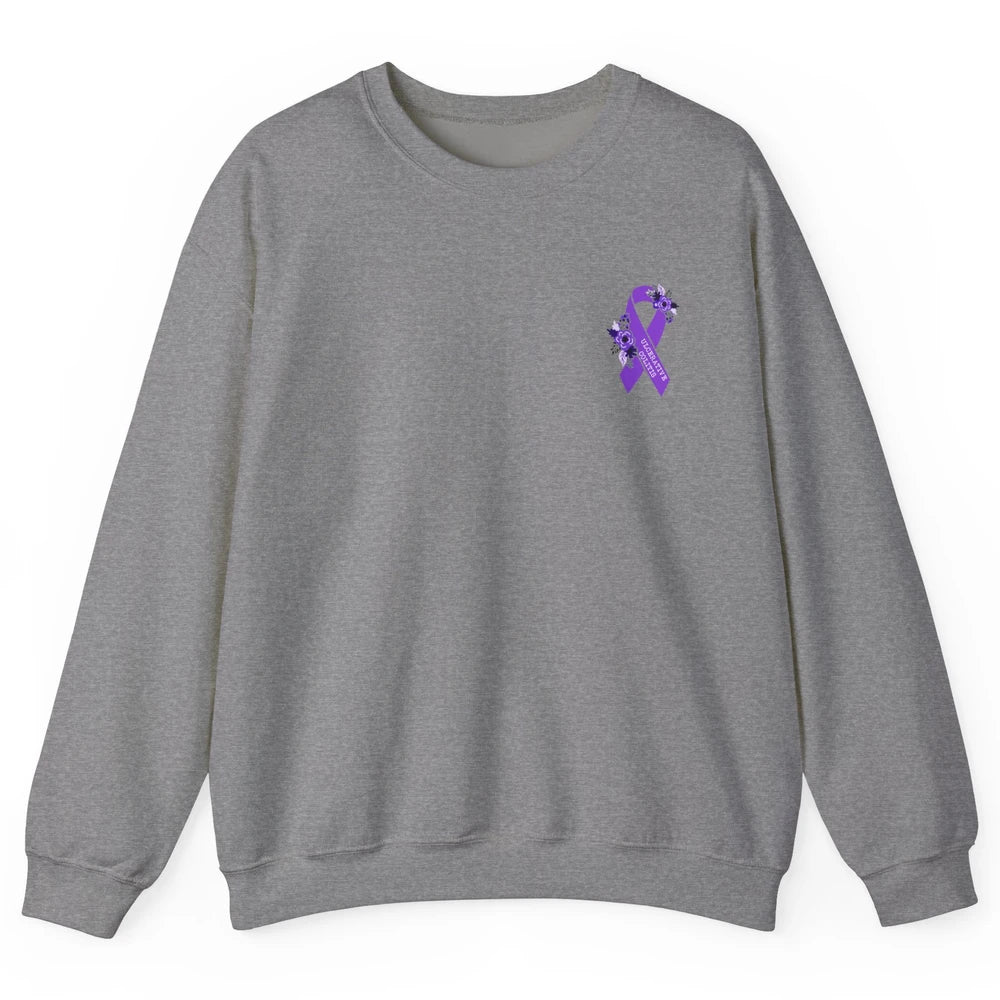 Ulcerative Colitis Awareness Floral Purple Ribbon Colitis Unisex Crewneck Sweatshirt