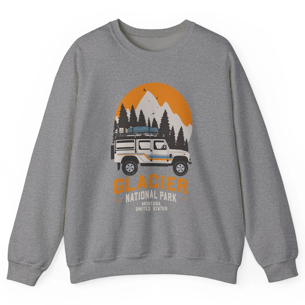 Vintage Glacier National Park Montana Road Trip Camping Unisex Crewneck Sweatshirt