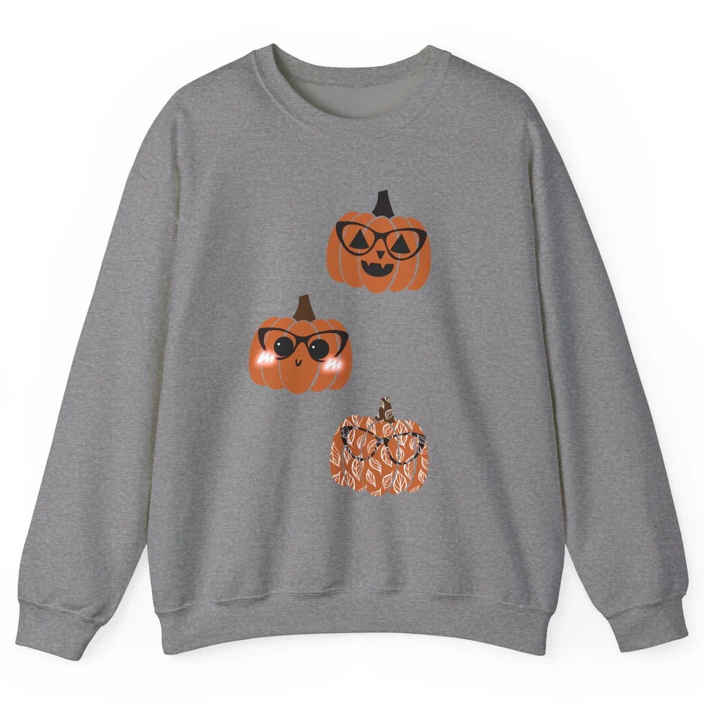 Three Pumpkin Eyeglasses Optician Life Halloween Optometrist Unisex Crewneck Sweatshirt