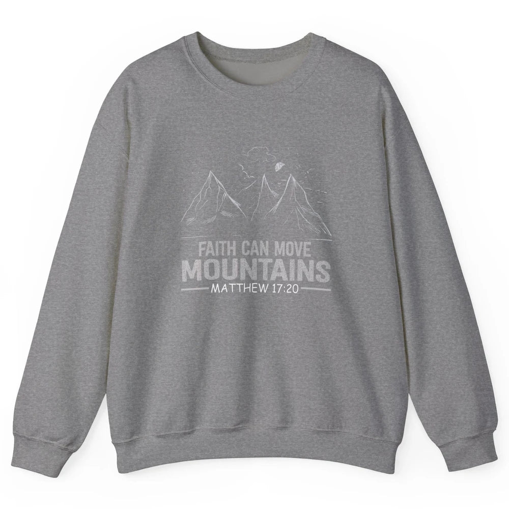 Vintage Faith Move Mountains Bible Verse Jesus Christian God Unisex Crewneck Sweatshirt