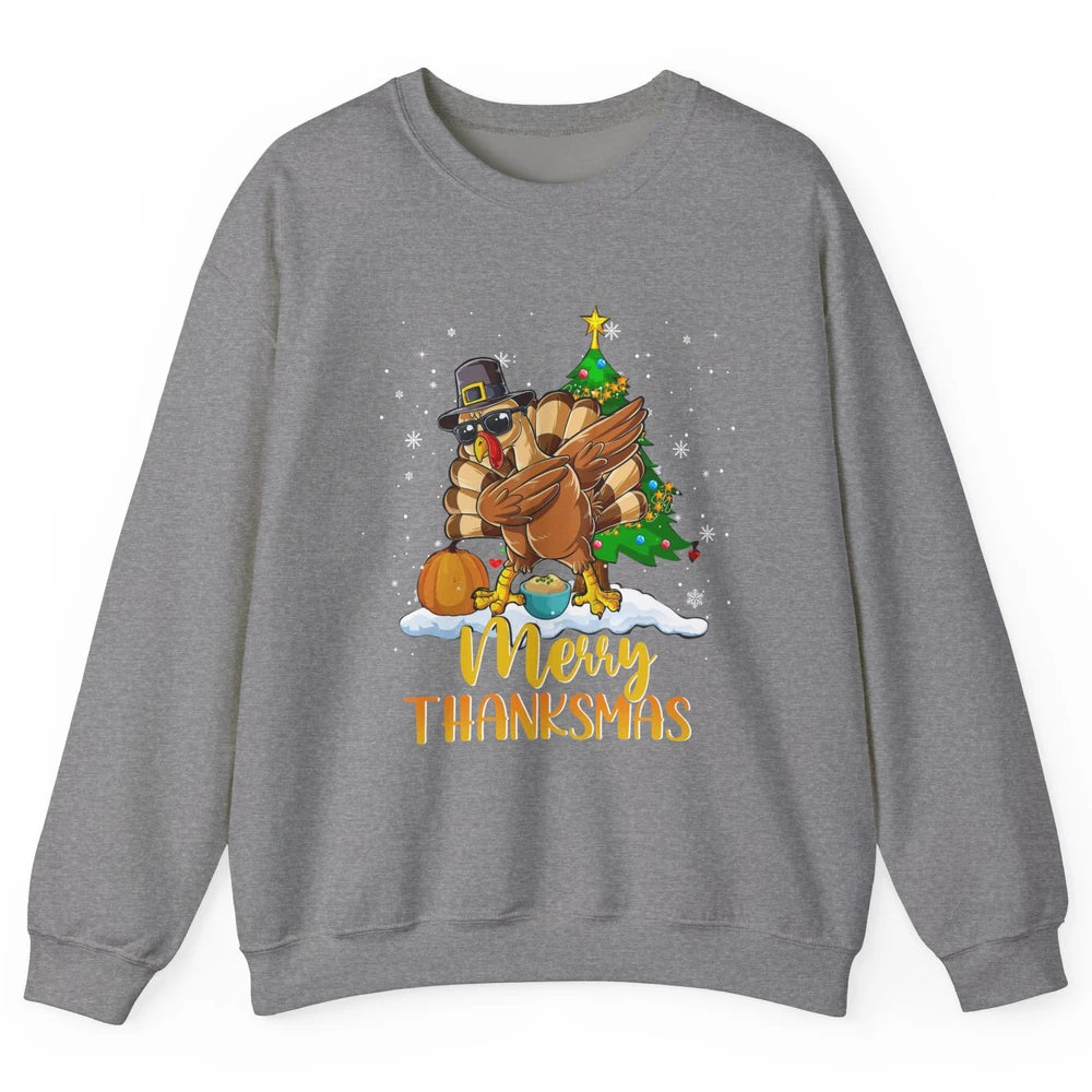 Funny Turkey Merry Thanksmas Christmas Thanksgiving Gift Unisex Crewneck Sweatshirt