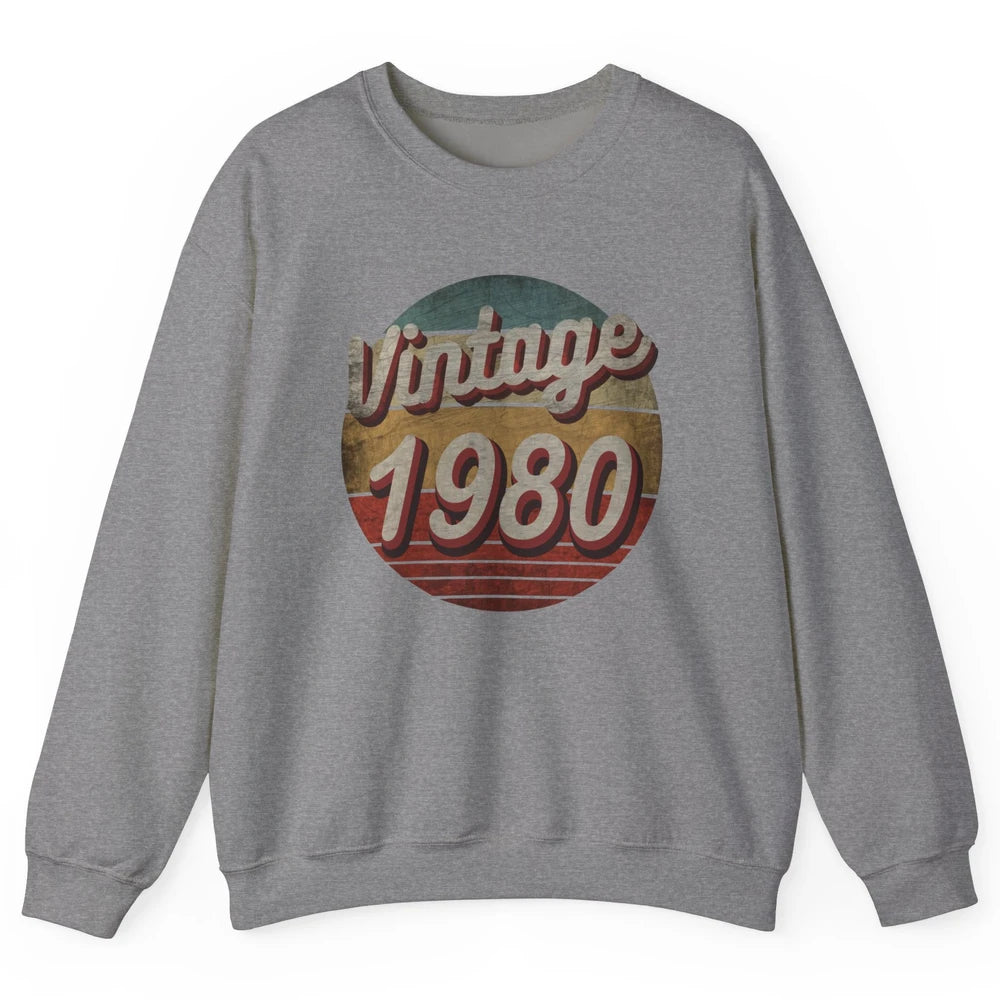 Retro Vintage 1980 Men Women Birthday Gift Born In 1980s Unisex Crewneck Sweatshirt