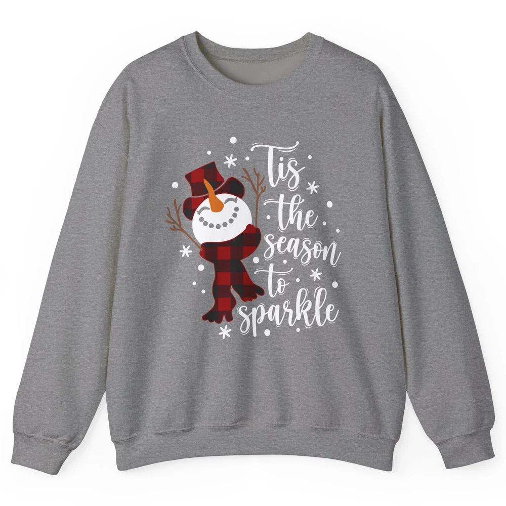 Funny Snowman Tis The Season To Sparkle Merry Christmas Unisex Crewneck Sweatshirt