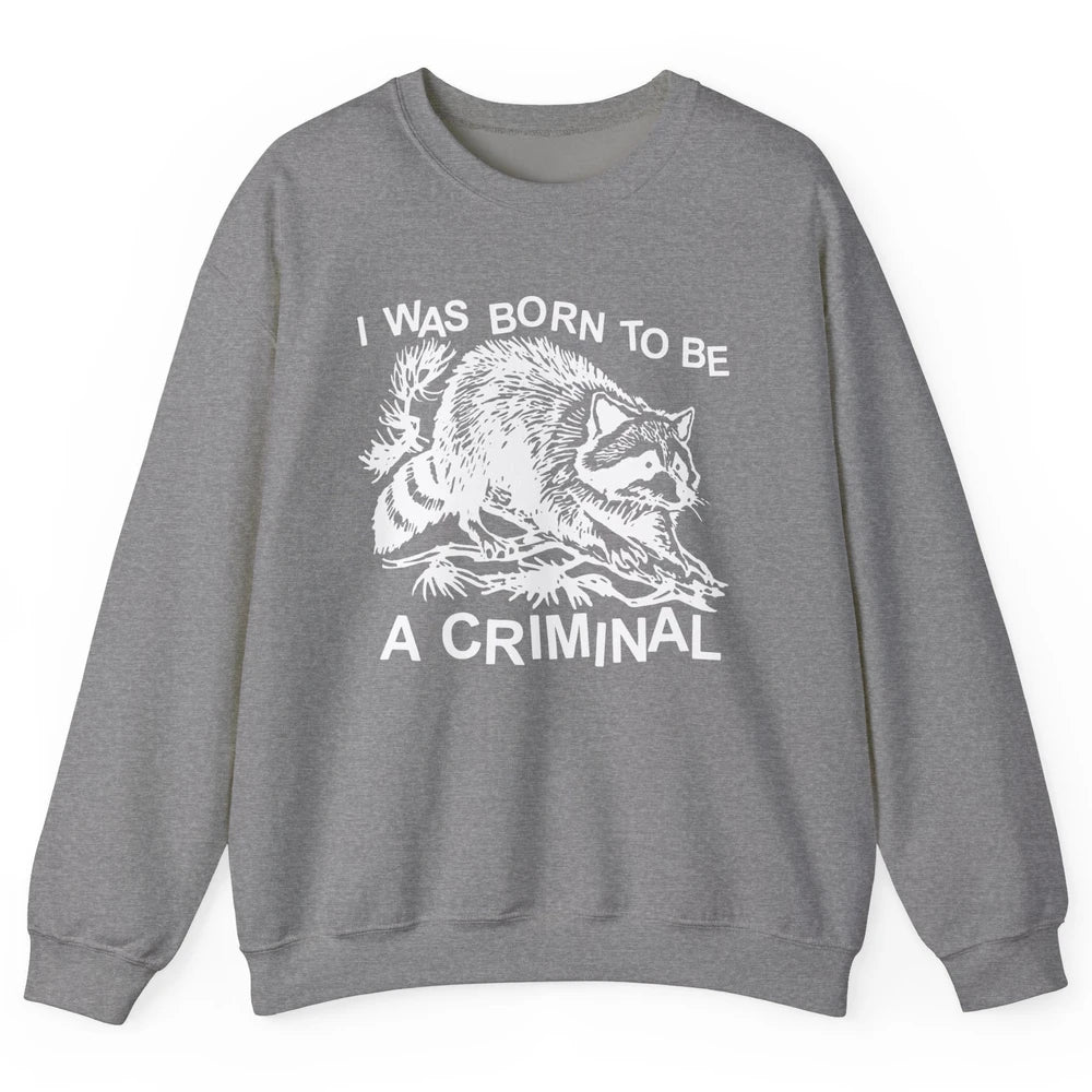 Vintage Racoon I Was Born To Be A Criminal Trashed Racoon Unisex Crewneck Sweatshirt