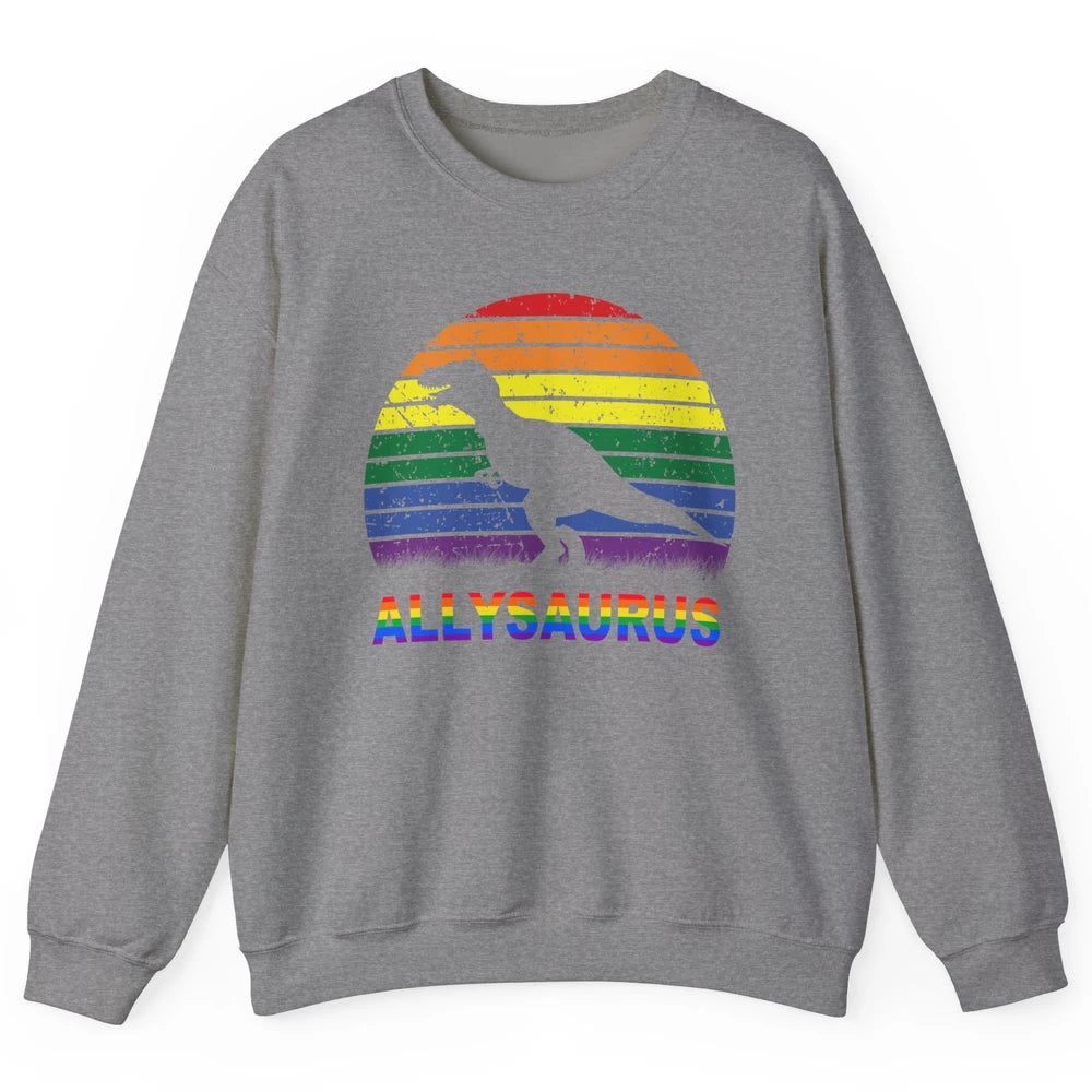 Vintage Allysaurus T-rex Dinosaur LGBT Gay Pride Month Unisex Crewneck Sweatshirt