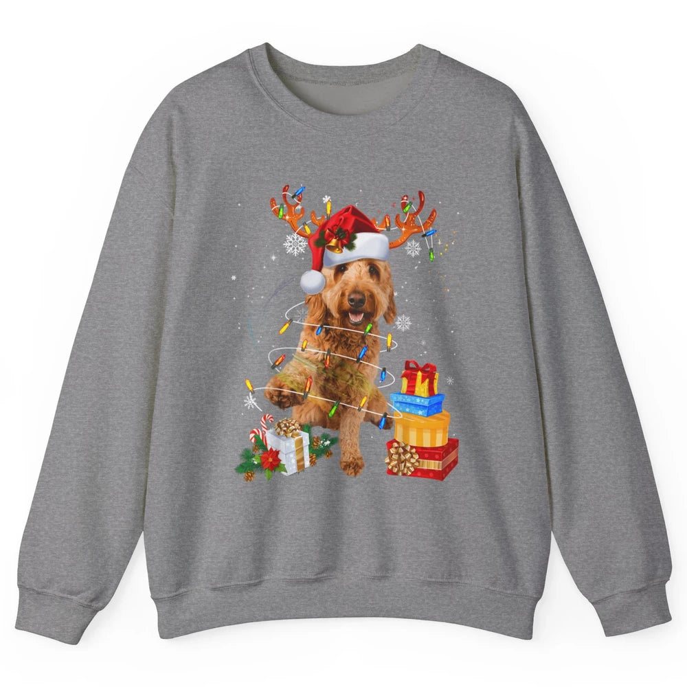 Merry Christmas Goldendoodle Dog Reindeer Xmas Lights Puppy Unisex Crewneck Sweatshirt