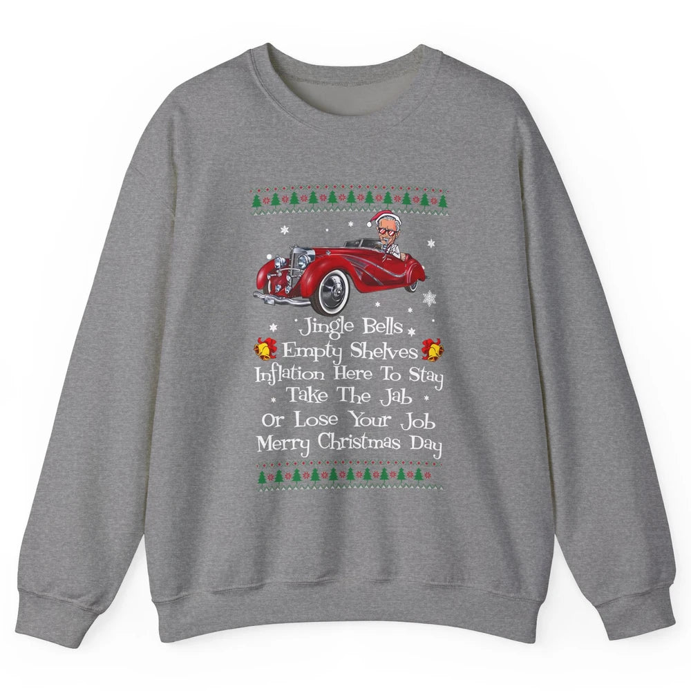 Funny Joe Biden Driving Jingle Bells Santa Christmas Costume Unisex Crewneck Sweatshirt