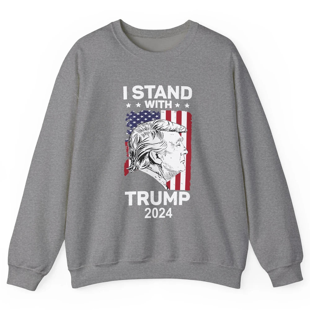 Retro US Flag I Stand With Trump President Trump Return 2024 Unisex Crewneck Sweatshirt