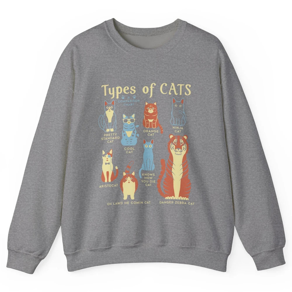 Types Of Cat Funny Comparison Cat Orange Cat Blue Cat Lovers Unisex Crewneck Sweatshirt