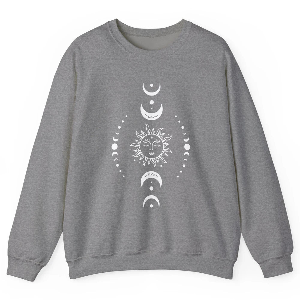 Sun Moon Mystical Celestial Gothic Boho Vintage Bohemian Unisex Crewneck Sweatshirt