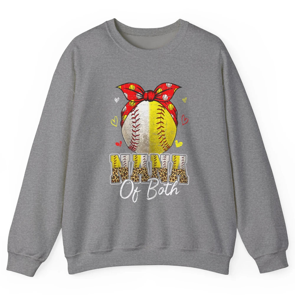 Women Baseball Softball Nana Of Both Mothers Day Sports Game Unisex Crewneck Sweatshirt