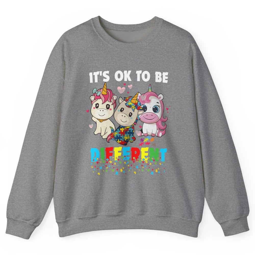 Autism Awareness Puzzles Baby Unicorn Okay To Be Different Unisex Crewneck Sweatshirt