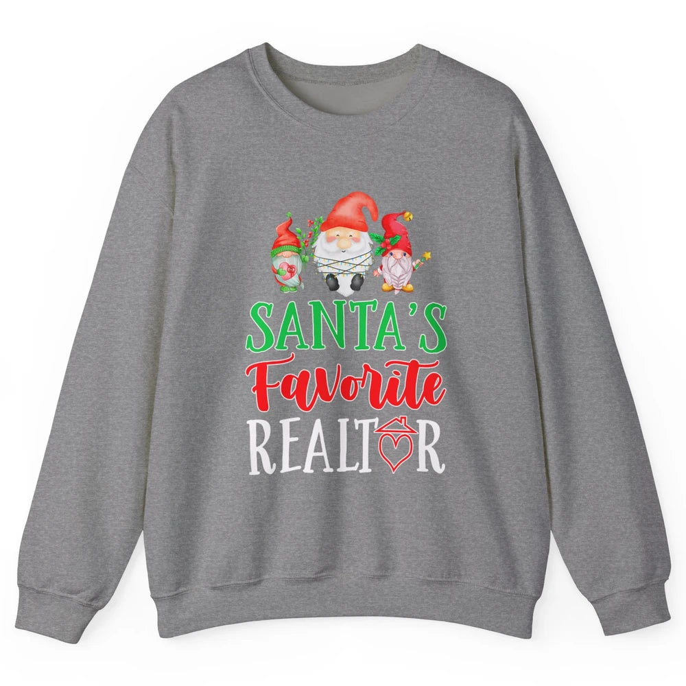 Christmas Xmas Gnomes Santa Favorite Realtor Real Estate Unisex Crewneck Sweatshirt