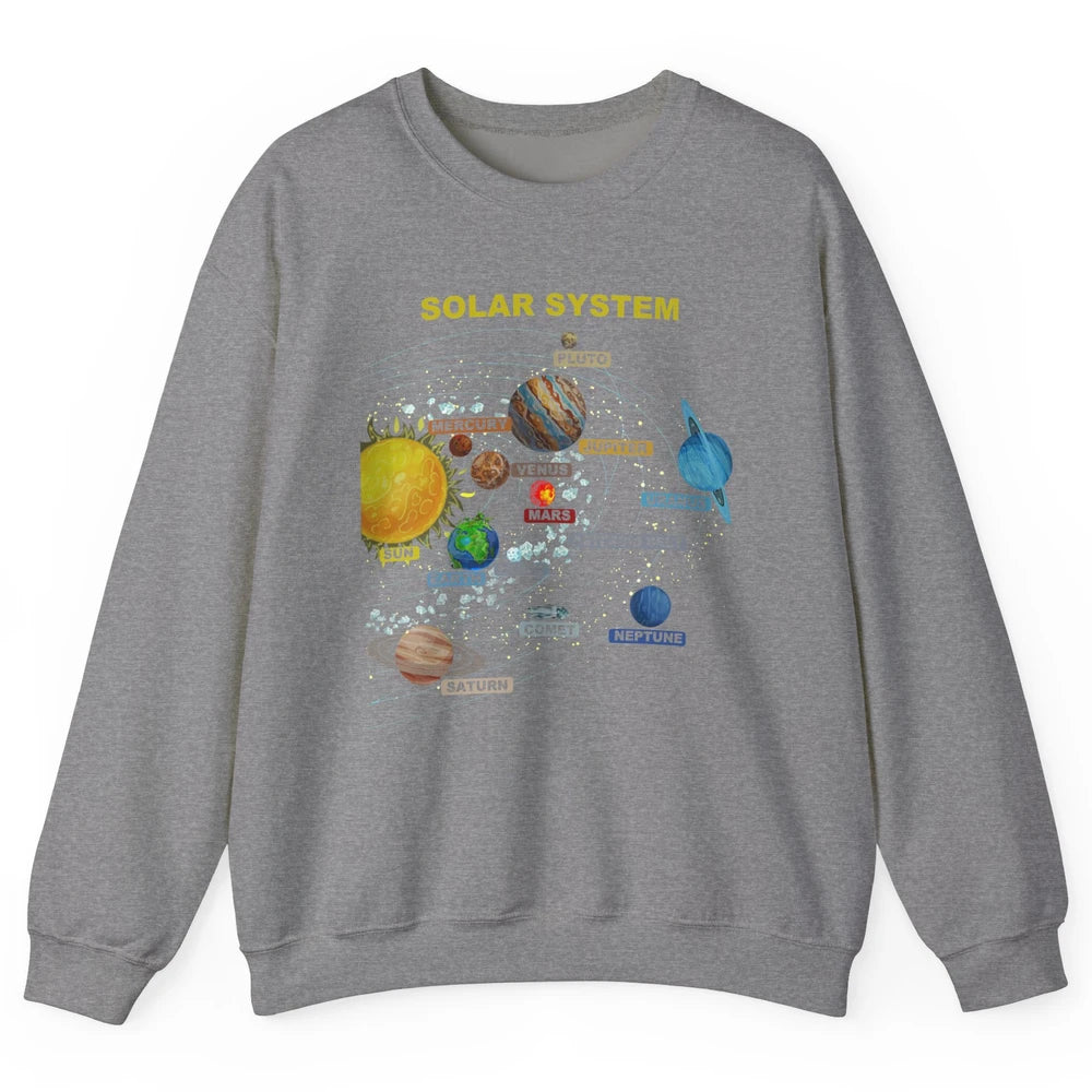 Solar System Graphic Planets Space Education Astronaut Gift Unisex Crewneck Sweatshirt