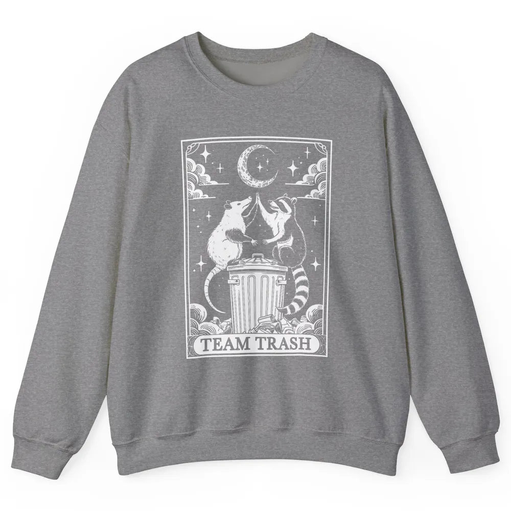 Tarot Card Vintage Team Trash Crescent Moon Opossum Panda Raccoon Gothic Trashy Sarcastic Unisex Crewneck Sweatshirt