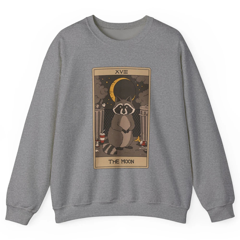 The Moon Raccoon Tarot Card Vintage Opossum Trashed Panda Unisex Crewneck Sweatshirt