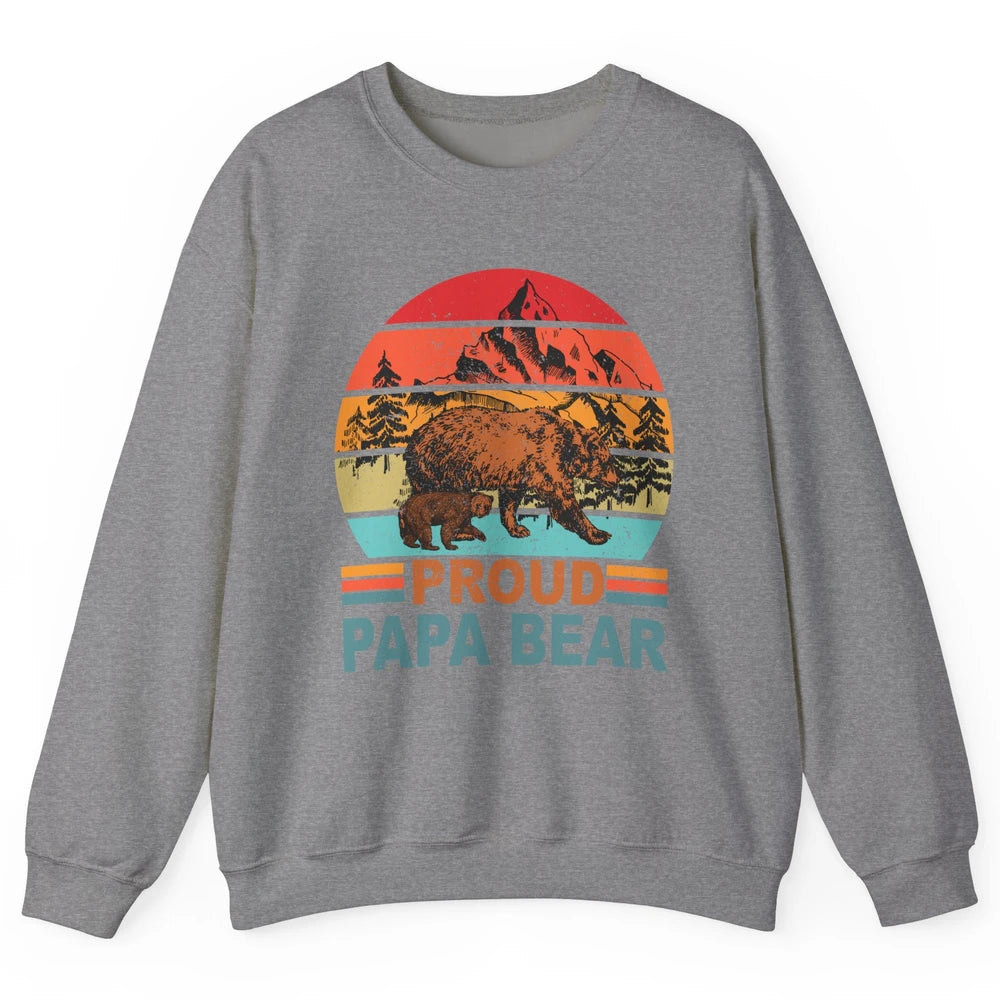 Vintage Mountain Proud Papa Bear Baby Bear Fathers Day Unisex Crewneck Sweatshirt