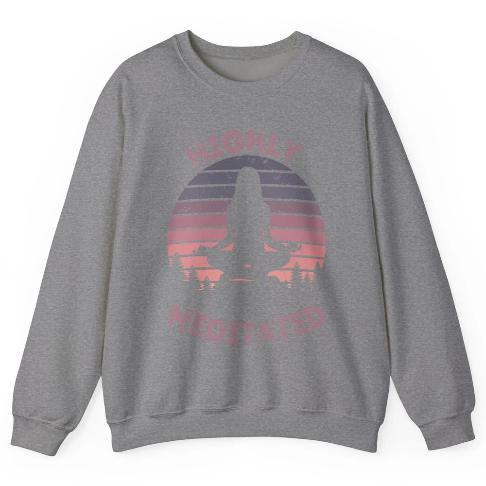 Vintage Woman Doing Yoga Highly Meditated Meditation Lovers Unisex Crewneck Sweatshirt